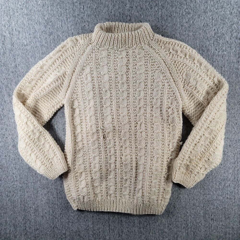Vtg Greek Knitwear Handmade Wool Sweater Mens Small Womens M Unisex Distressed